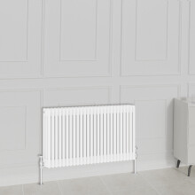 (600x1190mm-3 Column, White) NRG Traditional Radiator Horizontal Vertical Cast Iron Style Double Triple Panel Rads
