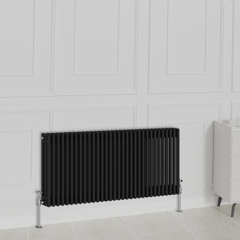 Nrg (600X1460mm-3 Column, ) Traditional Radiator Horizontal Vertical Cast Iron Style Double Triple Panel Rads Black