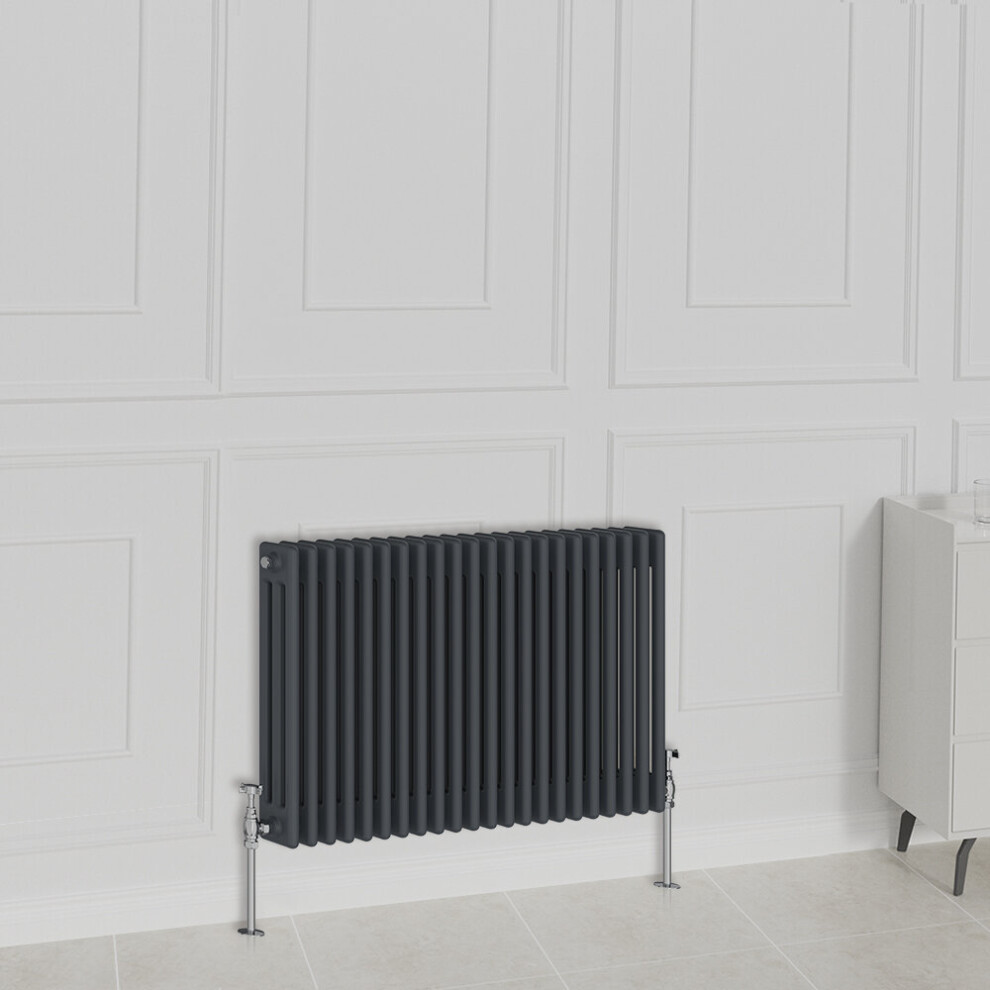 Nrg (600X1010mm-3 Column, Anthracite) Traditional Radiator Horizontal Vertical Cast Iron Style Double Triple Panel Rads