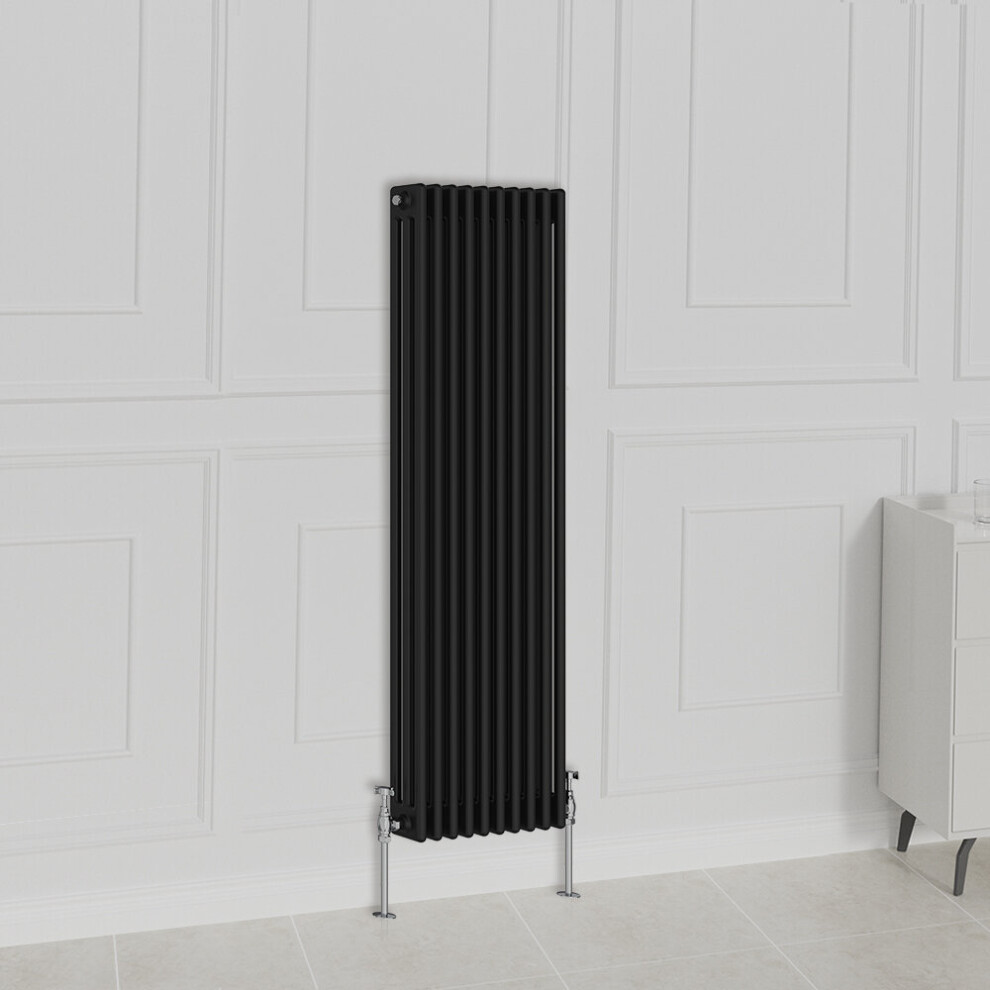 (1500x470mm-3 Column, Black) NRG Traditional Radiator Horizontal Vertical Cast Iron Style Double Triple Panel Rads