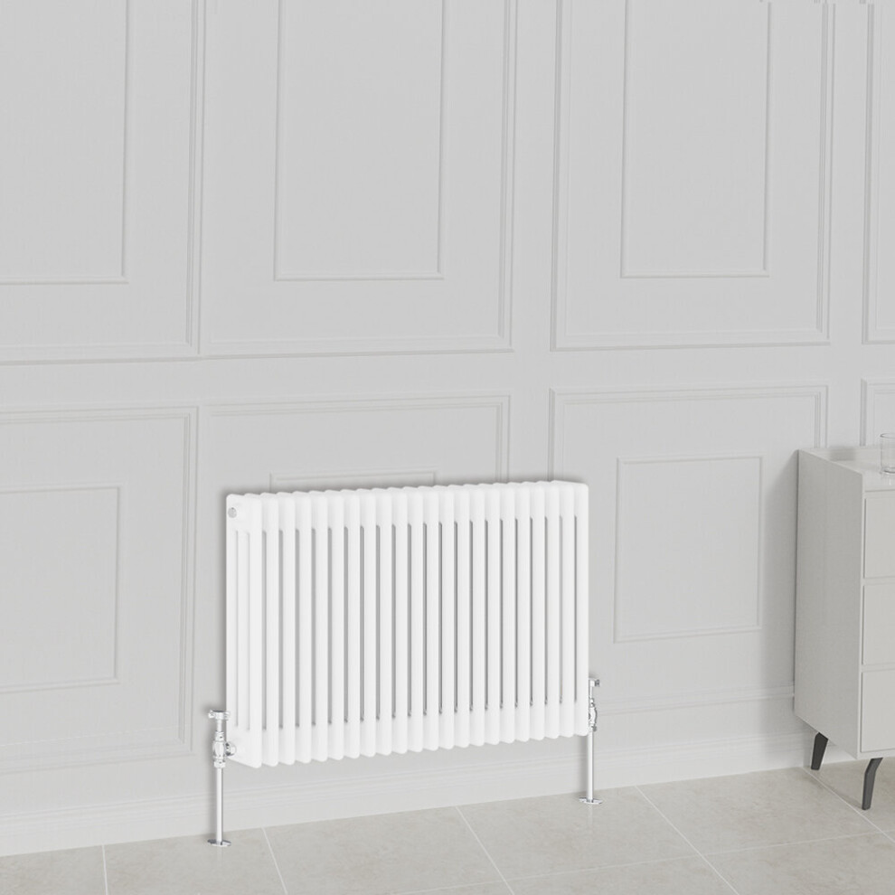 (600x1010mm-3 Column, White) NRG Traditional Radiator Horizontal Vertical Cast Iron Style Double Triple Panel Rads