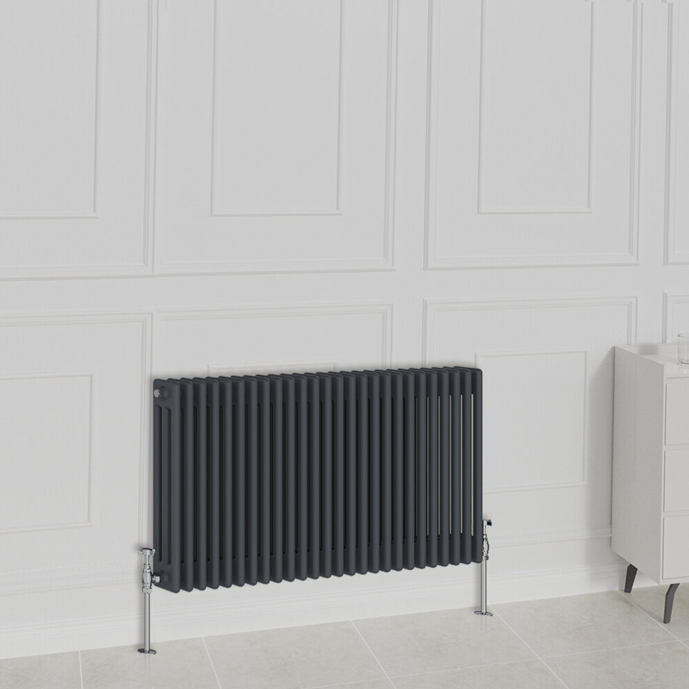 Nrg (600X1190mm-3 Column, ) Traditional Radiator Horizontal Vertical Cast Iron Style Double Triple Panel Rads Anthracite