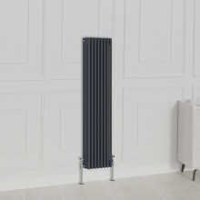 (1500x380mm-3 Column, Anthracite) NRG Traditional Radiator Horizontal Vertical Cast Iron Style Double Triple Panel Rads