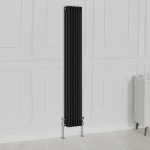 (1800x290mm-3 Column, Black) NRG Traditional Radiator Horizontal Vertical Cast Iron Style Double Triple Panel Rads