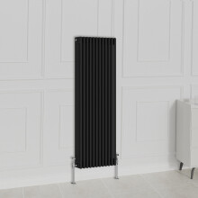 (1500x560mm-3 Column, Black) NRG Traditional Radiator Horizontal Vertical Cast Iron Style Double Triple Panel Rads
