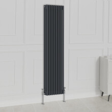 (1800x470mm-3 Column, Anthracite) NRG Traditional Radiator Horizontal Vertical Cast Iron Style Double Triple Panel Rads