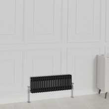 (300x1010mm-2 Column, Black) NRG Traditional Radiator Horizontal Vertical Cast Iron Style Double Triple Panel Rads