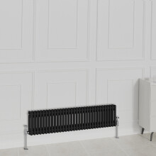 (300x1460mm-2 Column, Black) NRG Traditional Radiator Horizontal Vertical Cast Iron Style Double Triple Panel Rads