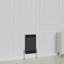 (600x425mm-2 Column, Black) NRG Traditional Radiator Horizontal Vertical Cast Iron Style Double Triple Panel Rads