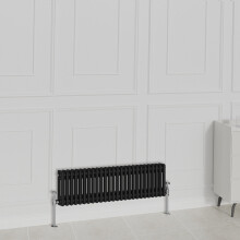 (300x1190mm-2 Column, Black) NRG Traditional Radiator Horizontal Vertical Cast Iron Style Double Triple Panel Rads