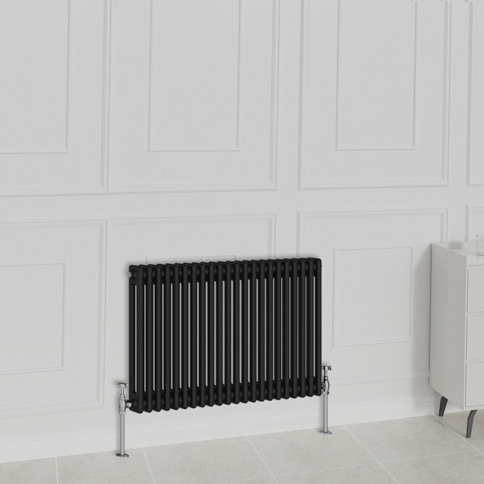 Nrg (600X1010mm-2 Column, Black) Traditional Radiator Horizontal Vertical Cast Iron Style Double Triple Panel Rads