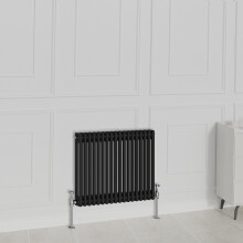 (600x830mm-2 Column, Black) NRG Traditional Radiator Horizontal Vertical Cast Iron Style Double Triple Panel Rads