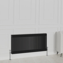 (600x1460mm-2 Column, Black) NRG Traditional Radiator Horizontal Vertical Cast Iron Style Double Triple Panel Rads