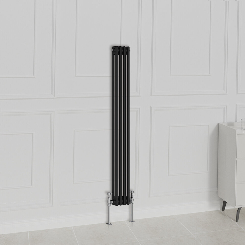 Nrg (1500X200mm-2 Column, ) Traditional Radiator Horizontal Vertical Cast Iron Style Double Triple Panel Rads Black