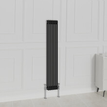 (1500x290mm-2 Column, Black) NRG Traditional Radiator Horizontal Vertical Cast Iron Style Double Triple Panel Rads