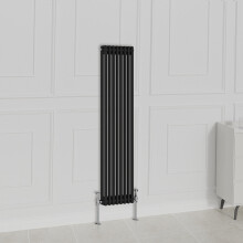 (1500x380mm-2 Column, Black) NRG Traditional Radiator Horizontal Vertical Cast Iron Style Double Triple Panel Rads