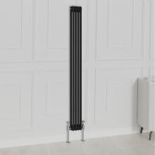 (1800x200mm-2 Column, Black) NRG Traditional Radiator Horizontal Vertical Cast Iron Style Double Triple Panel Rads