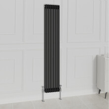 (1800x380mm-2 Column, Black) NRG Traditional Radiator Horizontal Vertical Cast Iron Style Double Triple Panel Rads