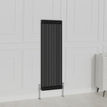 (1500x560mm-2 Column, Black) NRG Traditional Radiator Horizontal Vertical Cast Iron Style Double Triple Panel Rads