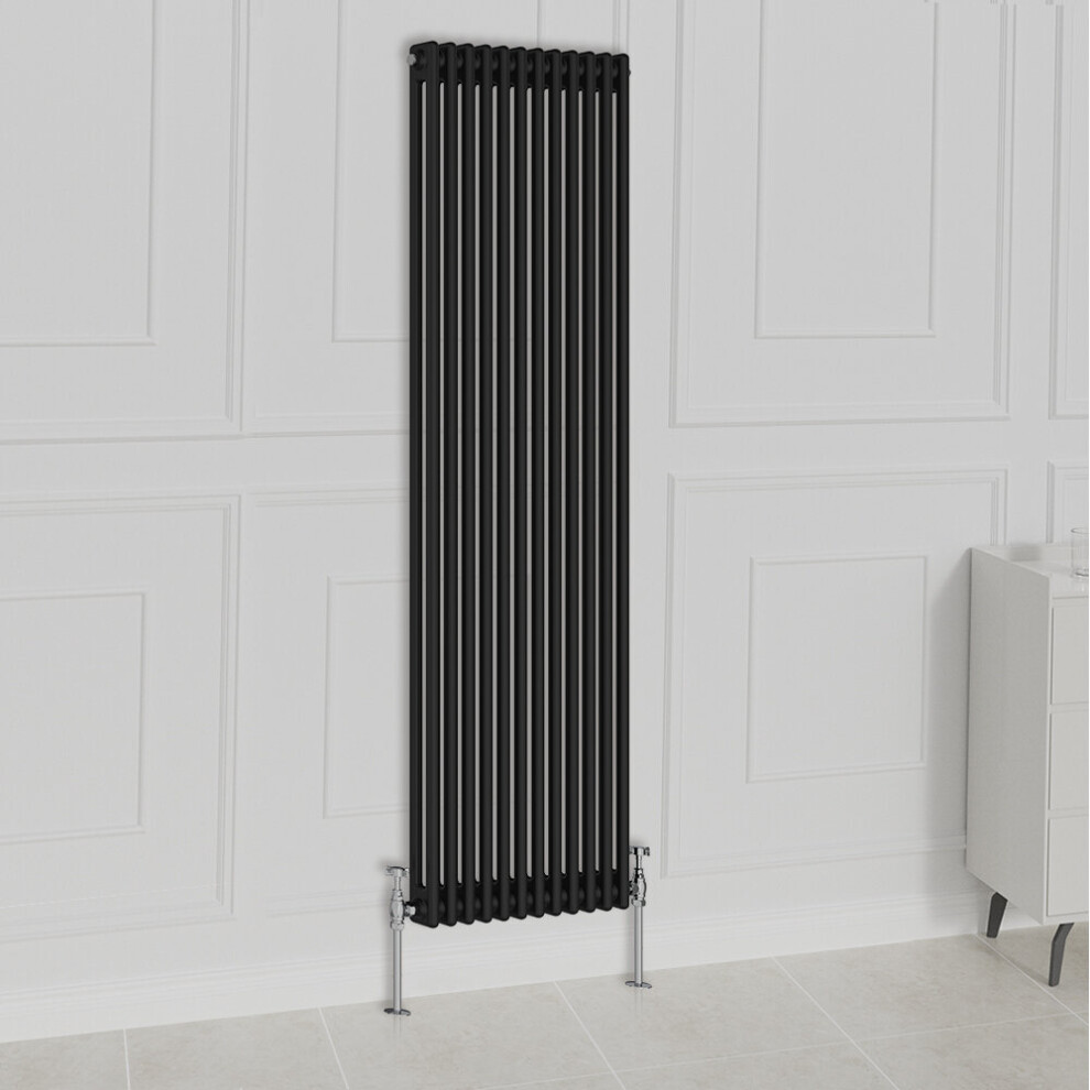 (1800x560mm-2 Column, Black) NRG Traditional Radiator Horizontal Vertical Cast Iron Style Double Triple Panel Rads