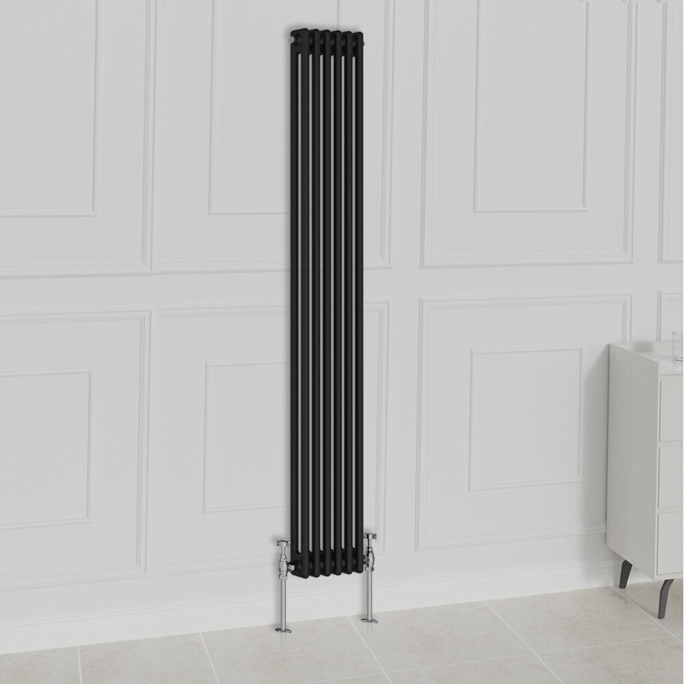 Nrg (1800X290mm-2 Column, ) Traditional Radiator Horizontal Vertical Cast Iron Style Double Triple Panel Rads Black