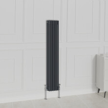 (1500x290mm-3 Column, Anthracite) NRG Traditional Radiator Horizontal Vertical Cast Iron Style Double Triple Panel Rads