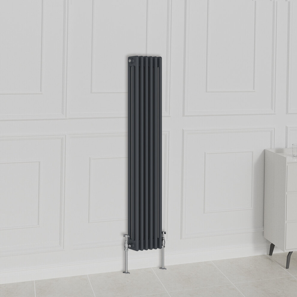 Nrg (1500X290mm-3 Column, Anthracite) Traditional Radiator Horizontal Vertical Cast Iron Style Double Triple Panel Rads