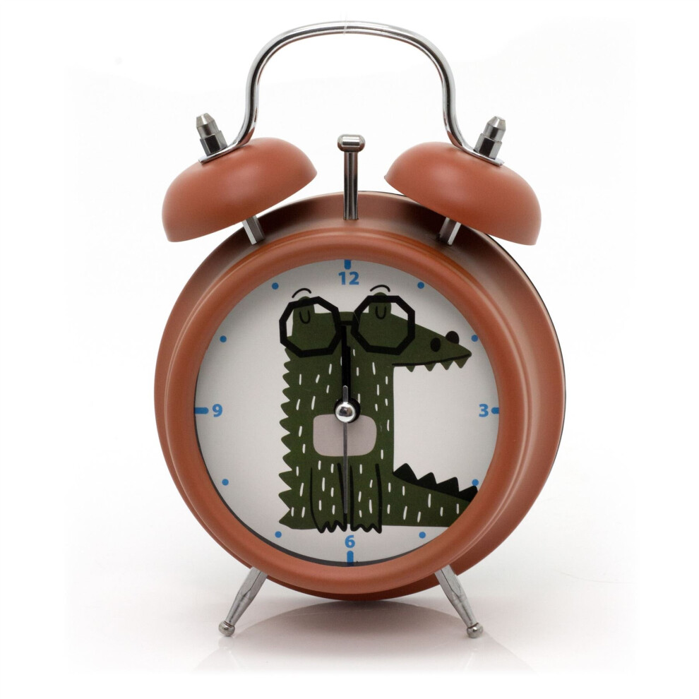 Retro Style Battery Operated Children's Alarm Clock | Kids Bedside Clock - Brown