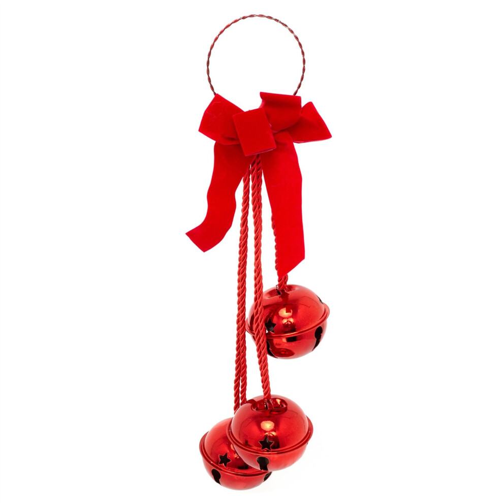 Carousel Extra Large Christmas Jingle Bells Door Hanger Christmas Ornament Red