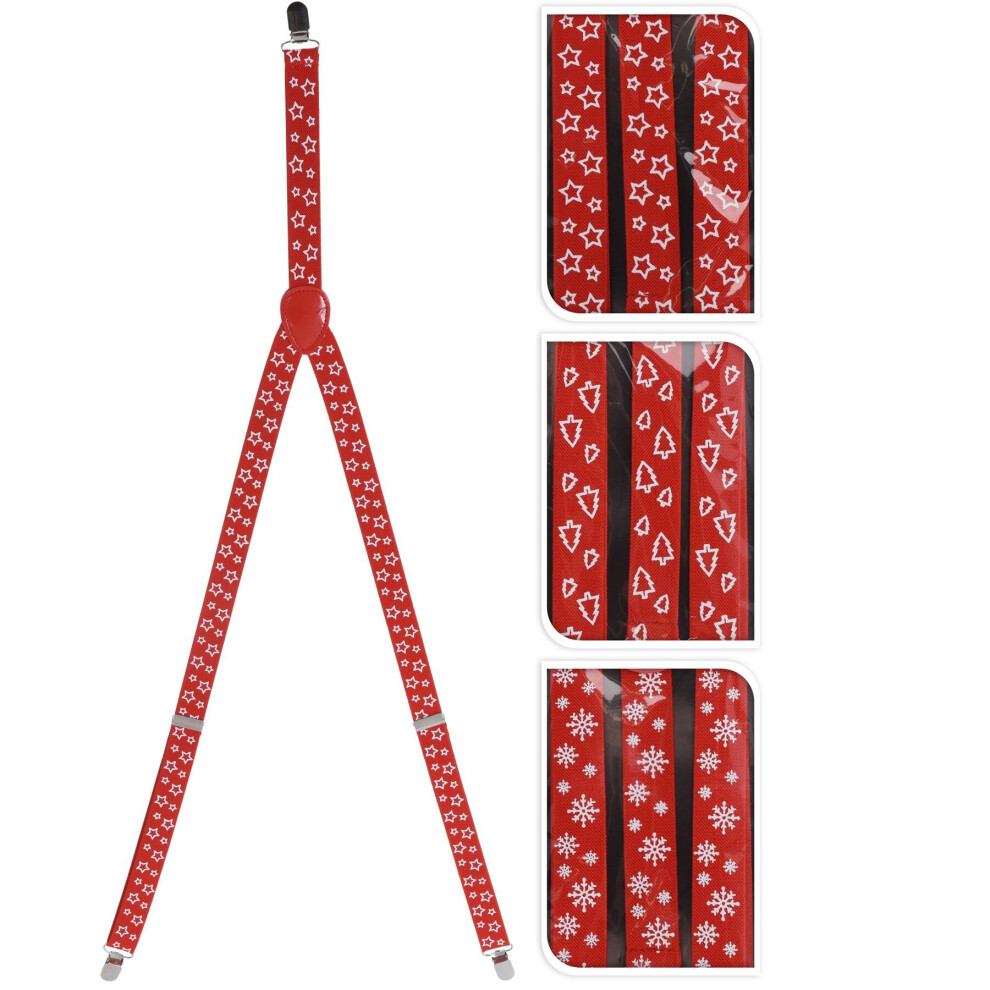 Novelty Clip On Trouser Red Christmas Braces | Xmas Suspenders | Design Varies