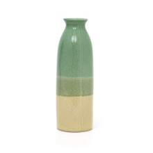Retro Style Daisy Green Ombre Crackle Glazed Pampas Grass Vase Flower Vase