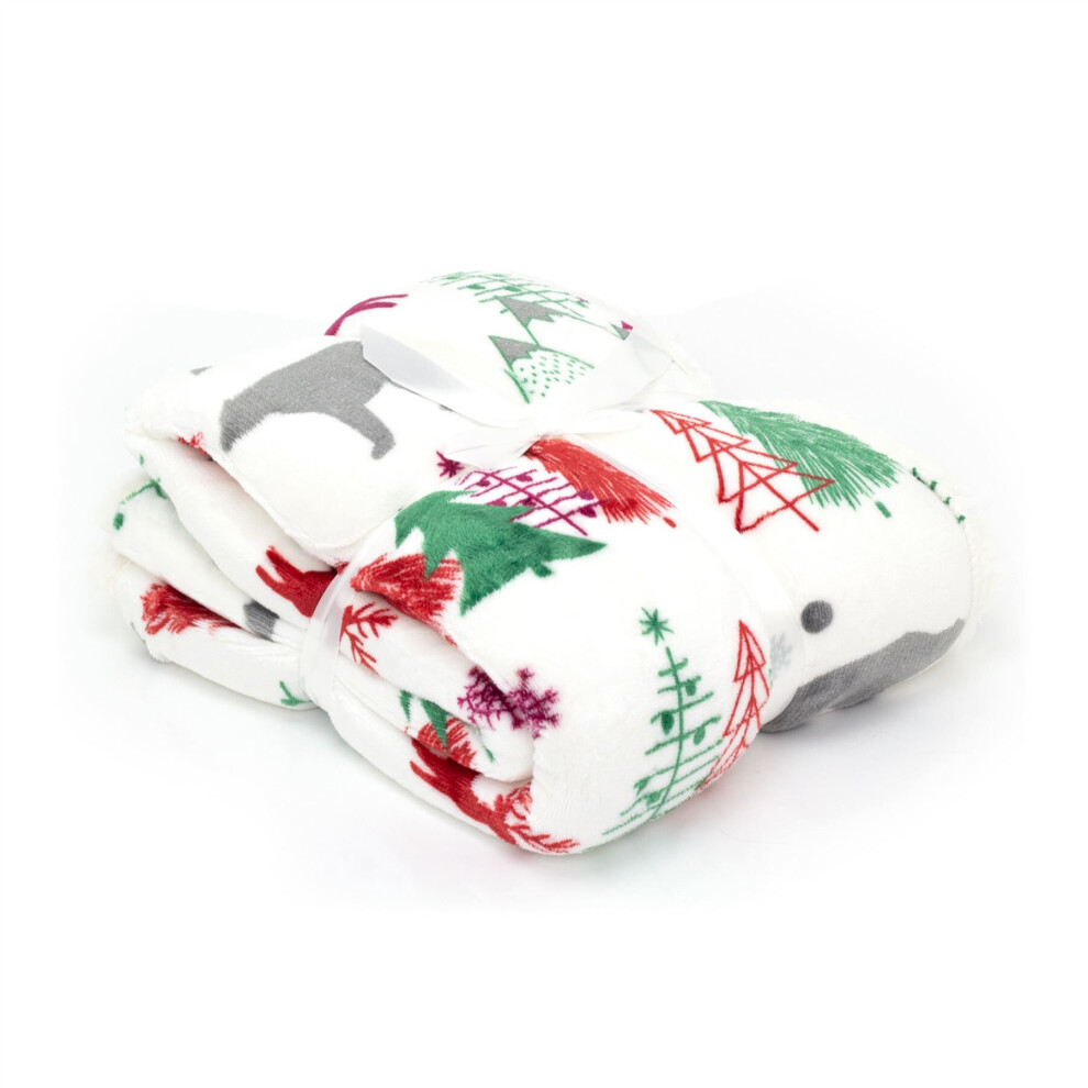 Nordic Design White Plaid Sherpa Christmas Blanket Sofa Throw 150 x 120cm