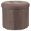 Carousel Round Fabric Pouffe Footstool With Storage | Ottoman Storage Box - Brown 1