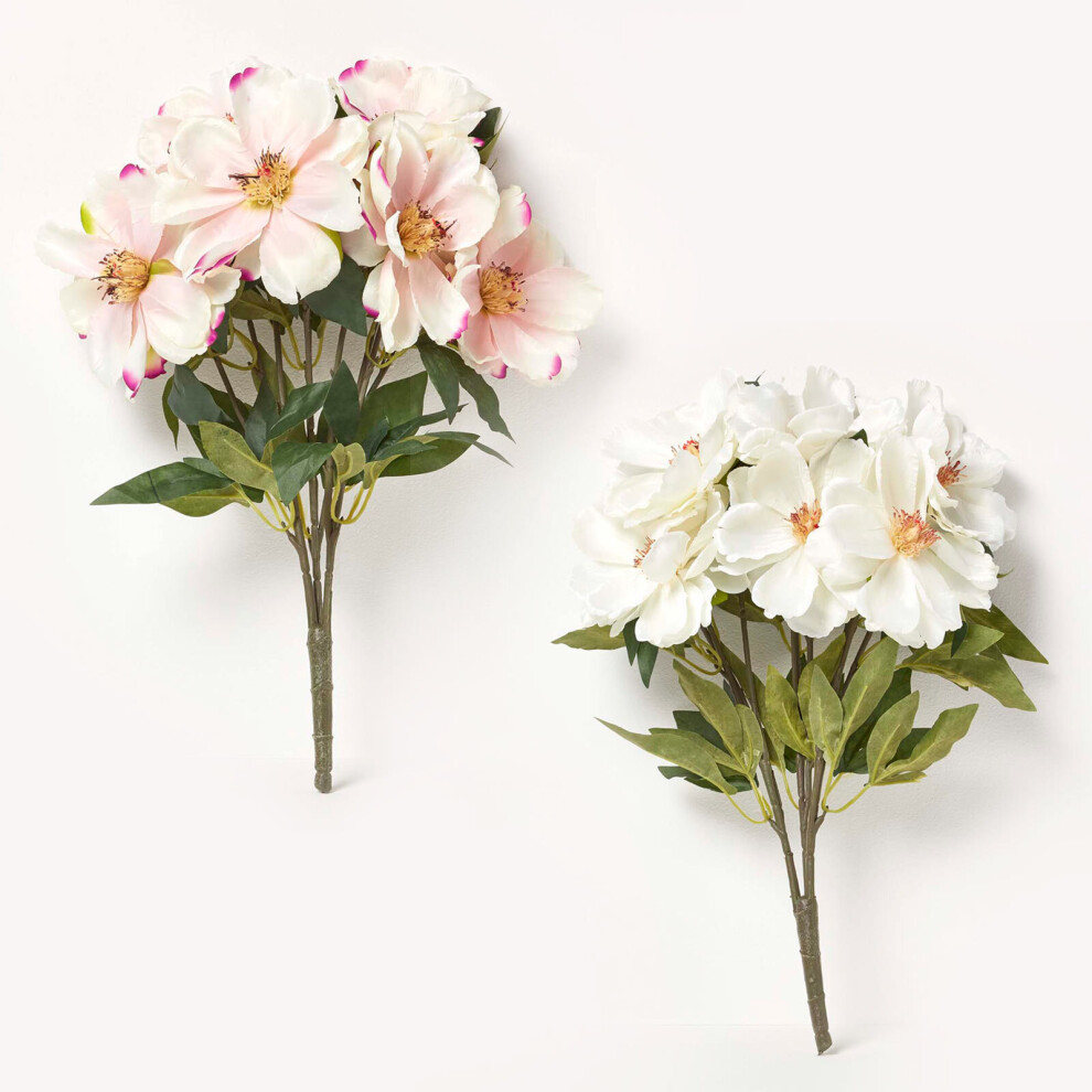 Homescapes Set Of 2 And Artificial Magnolia Bouquet Arrangements Pink/Cream