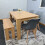 Dining Table,4 Grey Chairs and 1 Bench Oak Effect Set of 6 3