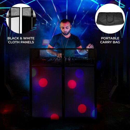 Supporto DJ Booth cabina tavolo pieghevole setup mobile discoteca nero e bianco 1