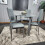 Round Grey Glass Kitchen Dining Table With Storage Shelf Chairs Set 5