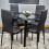Round Black Glass Kitchen Dining Table With Storage Shelf Chairs Set 4 12