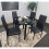 Round Black Glass Kitchen Dining Table With Storage Shelf Chairs Set 4 7