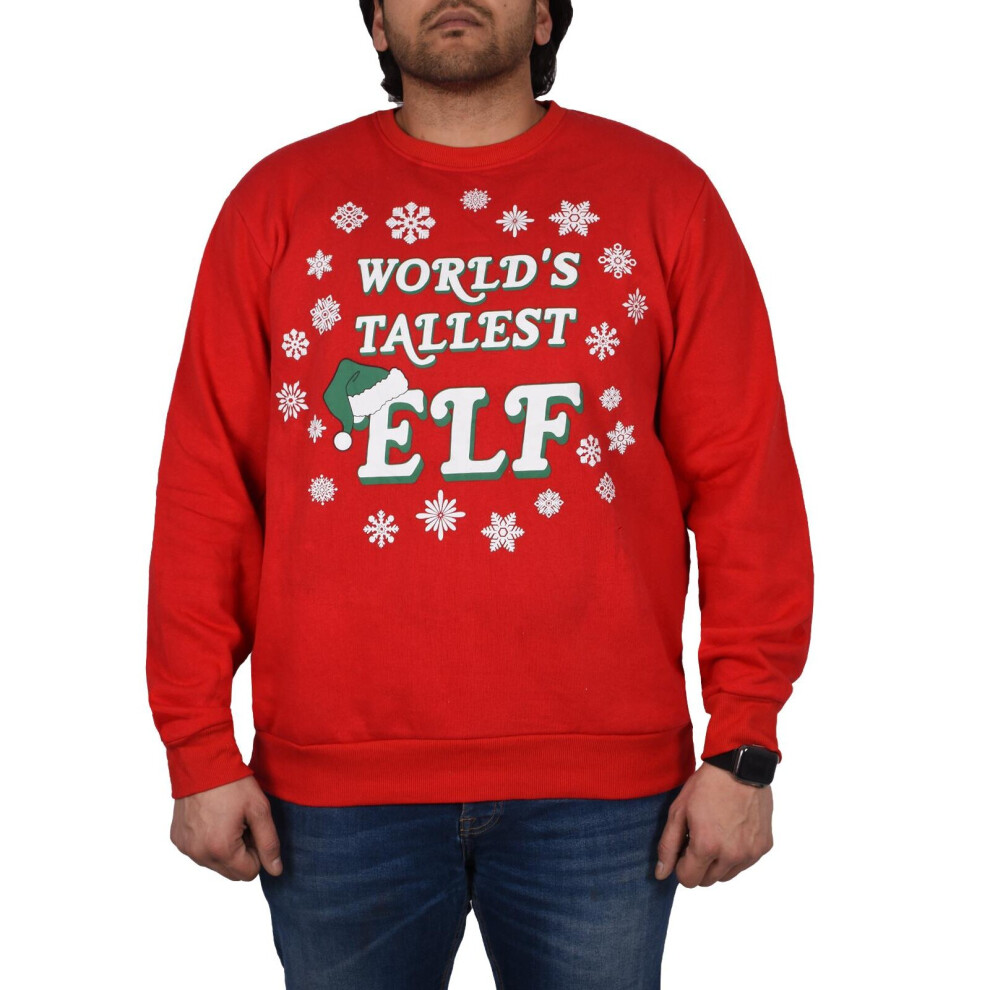 (Red - ELF, XL) Mens Christmas Jumper New Pullover Xmas Gift Unisex Santa Snowman Sweatshirt Top 