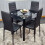Round Black Glass Kitchen Dining Table With Storage Shelf Chairs Set 4 13