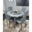 Round Grey Glass Kitchen Dining Table With Storage Shelf Chairs Set 2