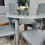 Round Grey Glass Kitchen Dining Table With Storage Shelf Chairs Set 6