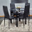 Round Black Glass Kitchen Dining Table With Storage Shelf Chairs Set 4 14