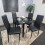 Round Black Glass Kitchen Dining Table With Storage Shelf Chairs Set 4 8