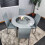 Round Grey Glass Kitchen Dining Table With Storage Shelf Chairs Set 1