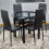Round Black Glass Kitchen Dining Table With Storage Shelf Chairs Set 4 15