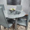 Round Grey Glass Kitchen Dining Table With Storage Shelf Chairs Set 12