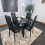 Round Black Glass Kitchen Dining Table With Storage Shelf Chairs Set 4 9