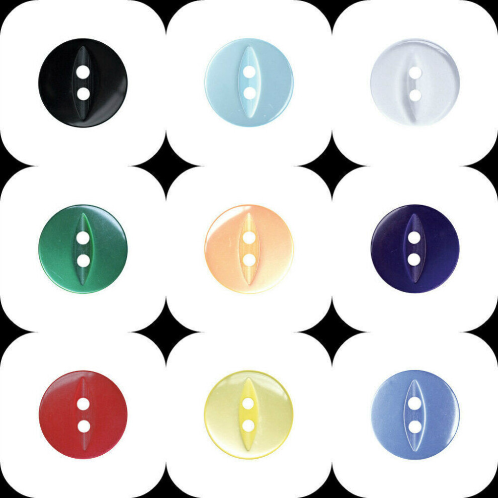 (Light Blue 18 ligne - 11mm, 50) Round Fish Eye Buttons Size All Sizes Quantities & Colours